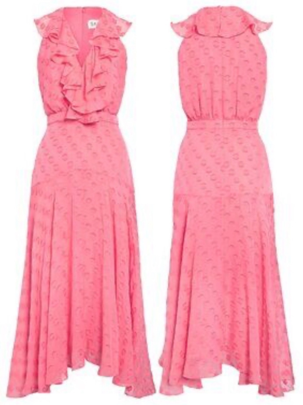 SALONI Rita Pink Ruffled Midi Dress - Picture 2 of 13